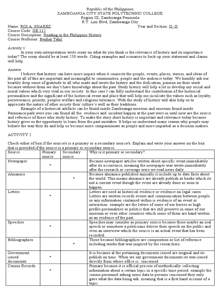 GE 112 Activity 1 | PDF | Primary Sources | Encyclopedias