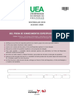 Vestibular 2019: Prova de Conhecimentos Específicos e Redação