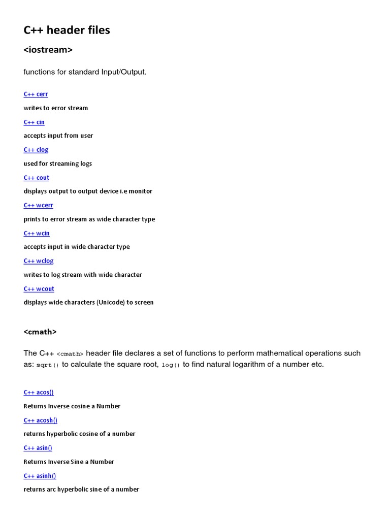 CPP - Funçoes Header | PDF | Trigonometric Functions | String (Computer ...