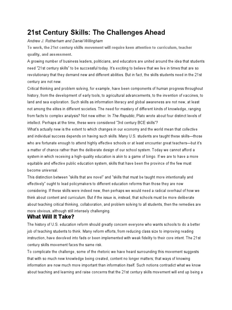 21st Century Skills | PDF | Critical Thinking | Education Reform