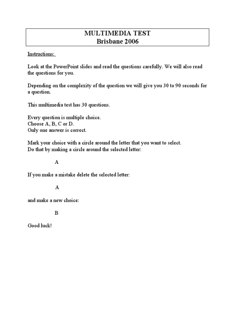 Multimedia Test Brisbane 2006 | PDF