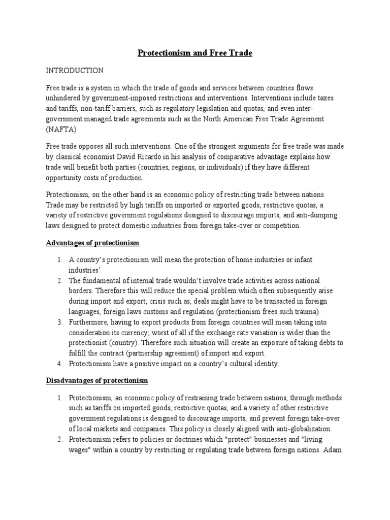 Protectionism vs Free Trade Explained | PDF | Protectionism | Free Trade