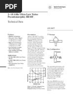 2-18 GHZ Ultra Low Noise Pseudomorphic Hemt: Technical Data