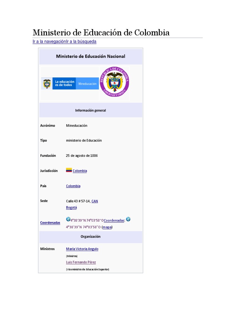 Ministerio de Educación de Colombia PDF Política de colombia Colombia