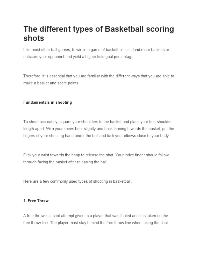 The Different Types of Basketball Scoring Shots Fundamentals in