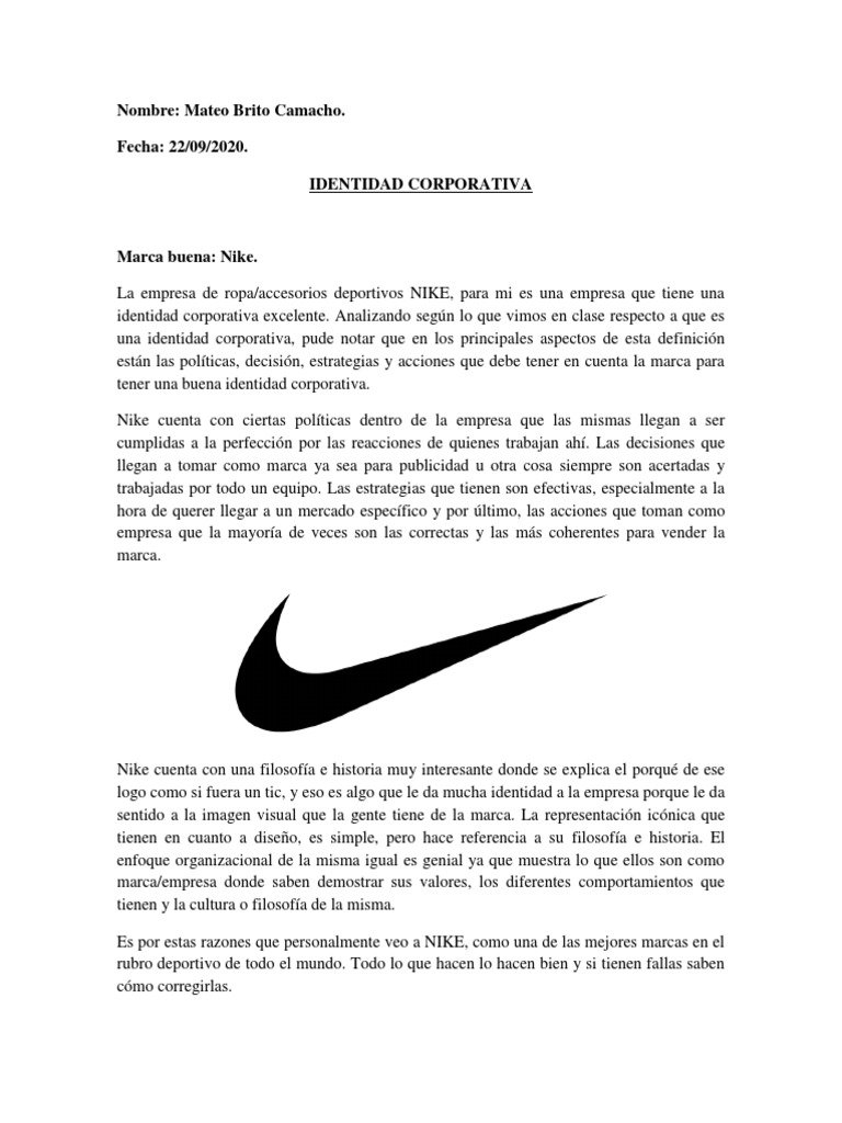 Analisis de Identidad Corporativa PDF Marca Nike