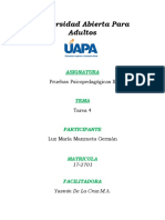 Pruebas Psicopedagógicas II - Tarea 4