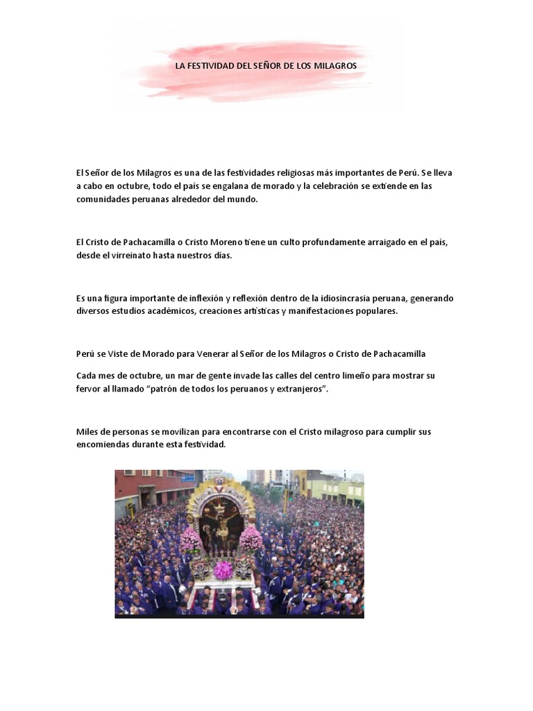 La Festividad Del Señor de Los Milagros | PDF
