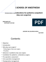 Aau-Chs School of Anesthesia: Anesthetic Considerations For Pediatrics-Outpatient (Day Care Surgeries)