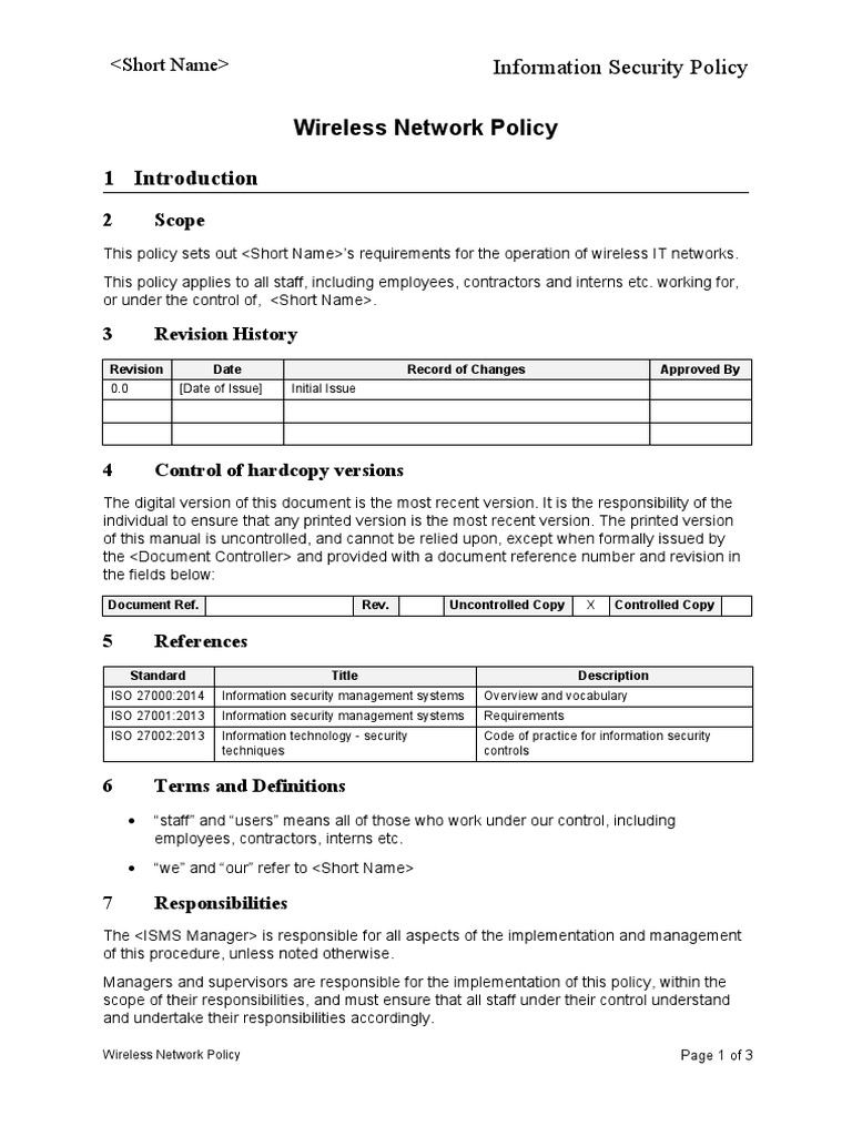 Wireless Network Security Policy Guide | PDF | Computer Network ...