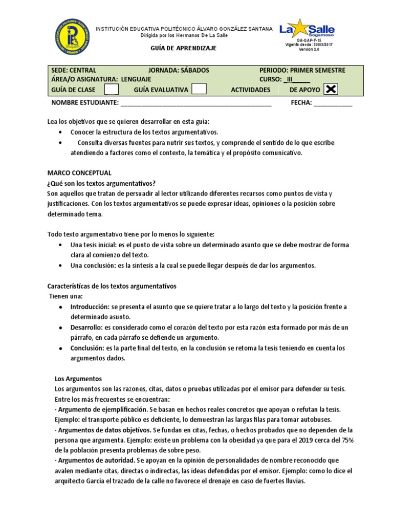 Guía Ciclo III-textos Argumentativos | PDF | Argumento | Centro comercial