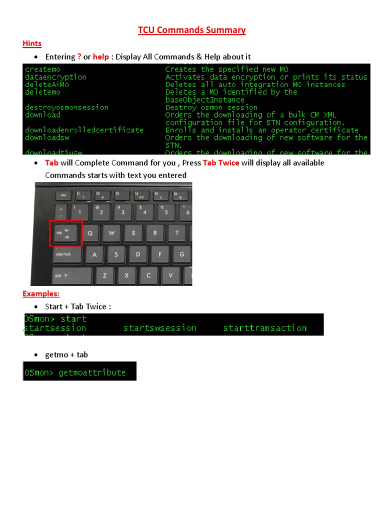 TCU Commands Guide and Examples | PDF