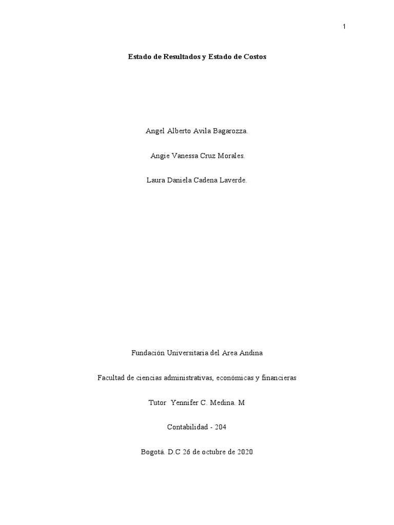 Análisis de Estado de Resultados y Costos | PDF | Estado de resultados ...