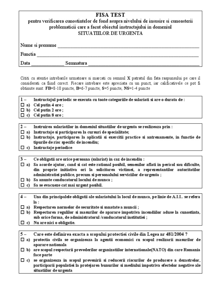 2.10. Fisa Test SU - Anual | PDF