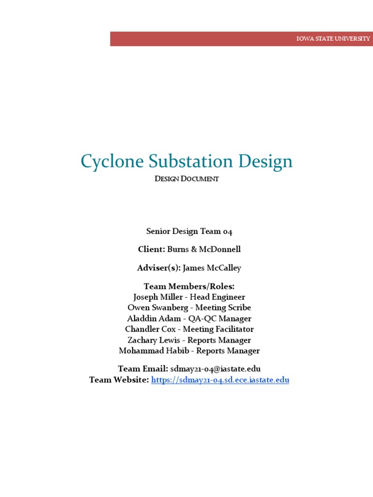 Design Document v2 | PDF | Electrical Substation | Electric Power ...