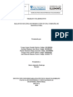 Trabajo Colaborativo BALANCEO DE LÍNEA DE PRODUCCIÓN EN UNA COMPAÑÍA - Segunda Entrega