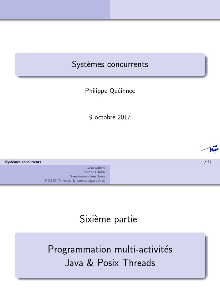 Systèmes Concurrents : Java et POSIX Threads | PDF | Thread ...