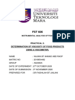 Practical 2: Determination of Viscosity of Food Products Using A Viscometer