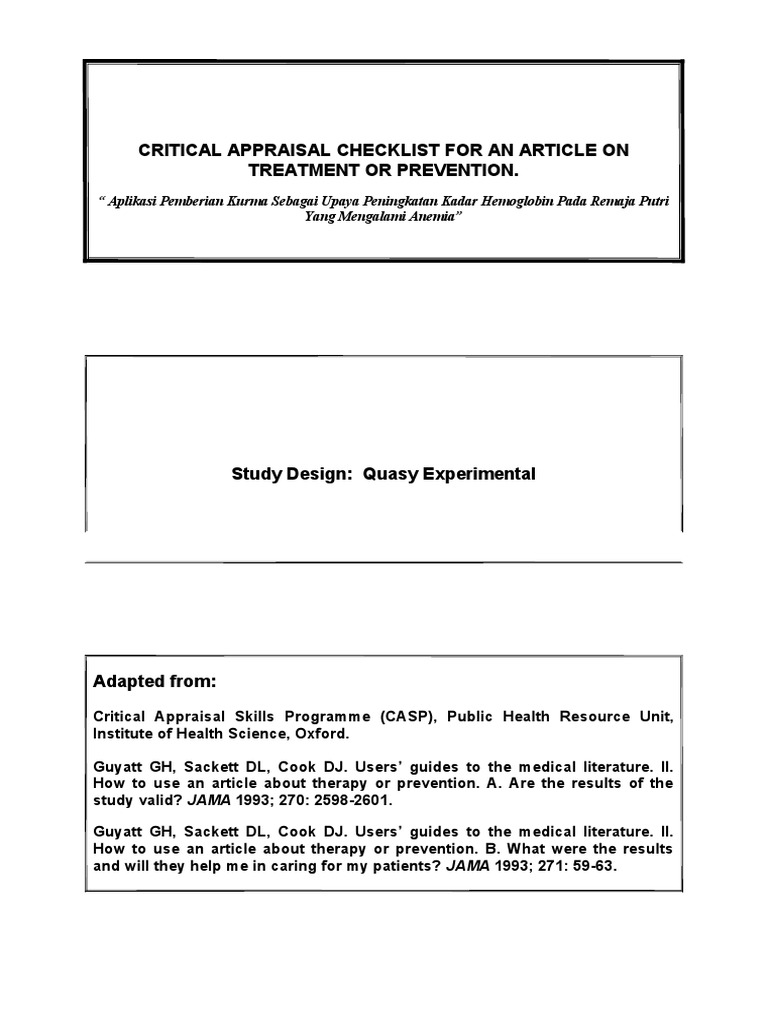 Critical Appraisal of Anemia Treatment Study | PDF | Randomized ...