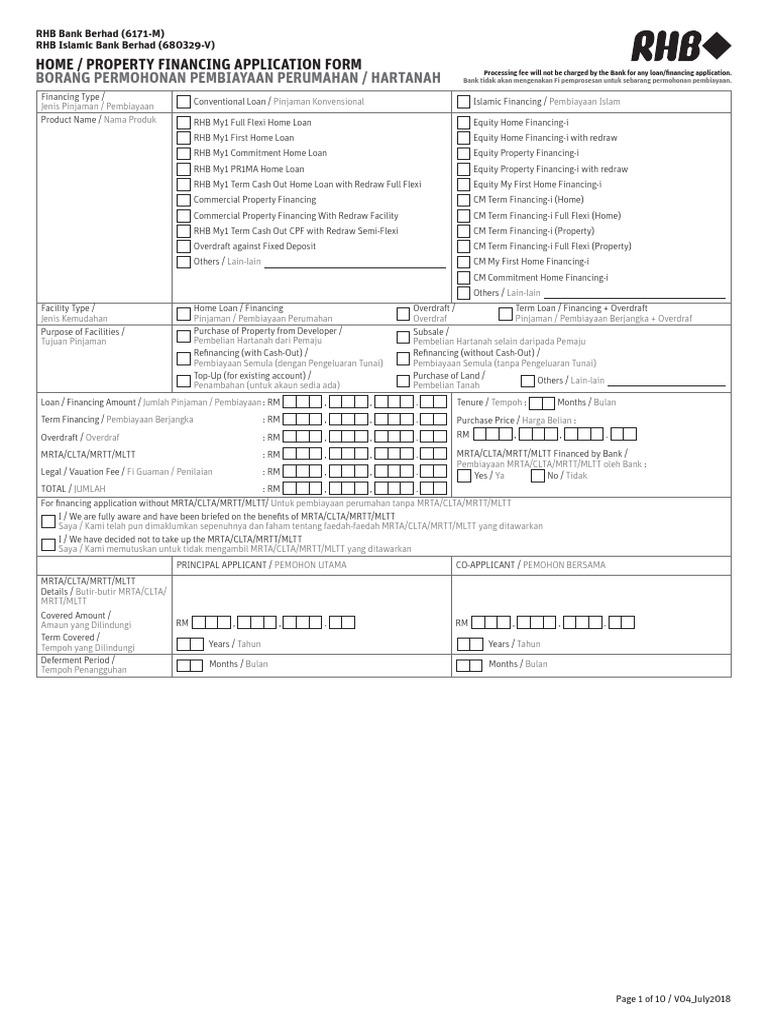 Home - Property Financing Application Form - V04 - July 2018 | PDF ...