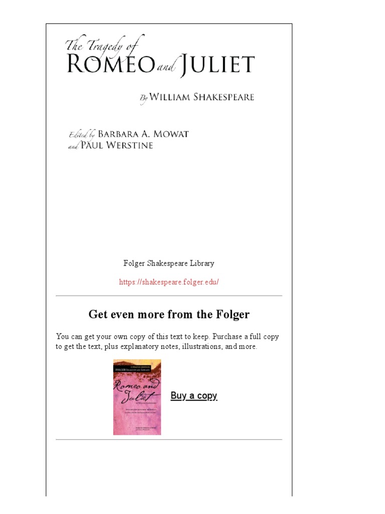 Romeo and Juliet PDF Characters In Romeo And Juliet Shakespearean Tragedies