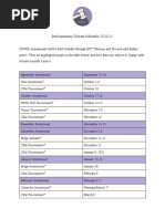 Parliamentary Debate Schedule 2020-21