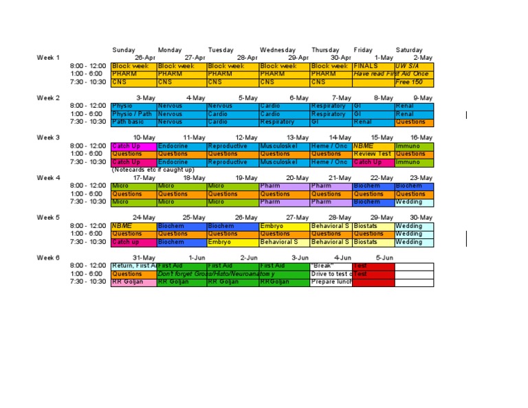 USMLE Step I Study Schedule | Sports | Nature