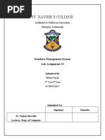 St. Xavier'S College: Database Management System Lab Assignment #2