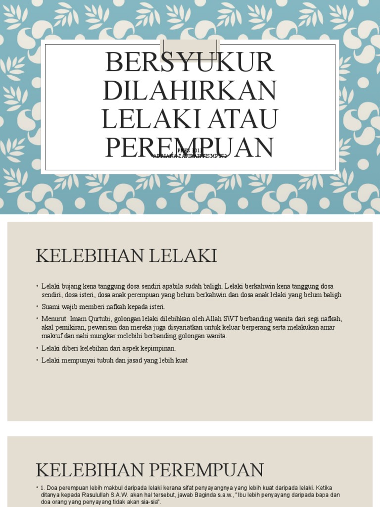 Bersyukur Dilahirkan Lelaki Atau Perempuan Pdf