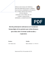 Rol Del Profesional de Enfermería en El Tratamiento Farmacológico de Los Pacientes Que Reciben Fármacos Que Actúan Sobre El Sistema Cardiovascular y Respiratorio