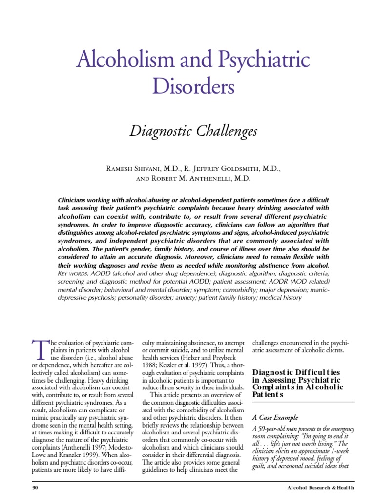 Diagnosing Alcoholism and Psychiatry Challenges | PDF | Mental Disorder ...