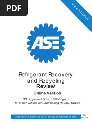 ASE Section 609 Training Manual 2019 | PDF | Chlorofluorocarbon 