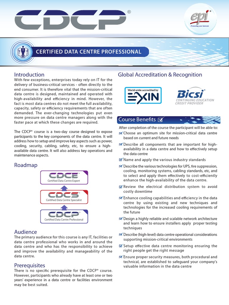 Certified Data Centre Professional: Global Accreditation & Recognition |  PDF | Data Center | Test (Assessment)