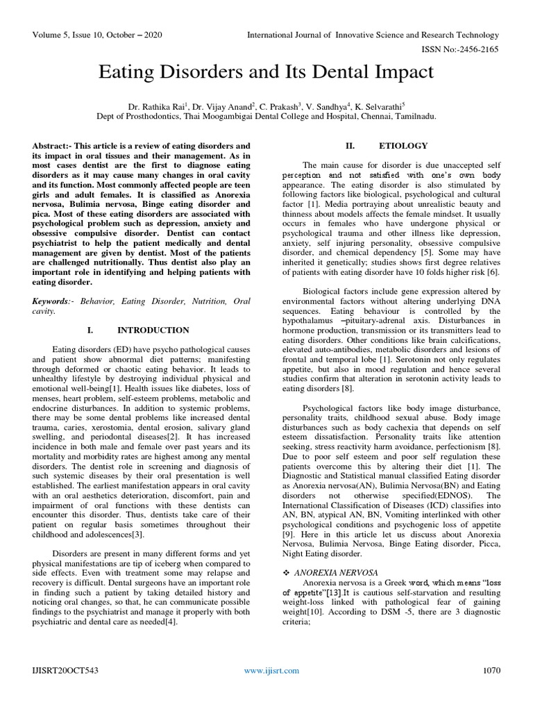 Eating Disorders and Its Dental Impact | PDF | Eating Disorder ...