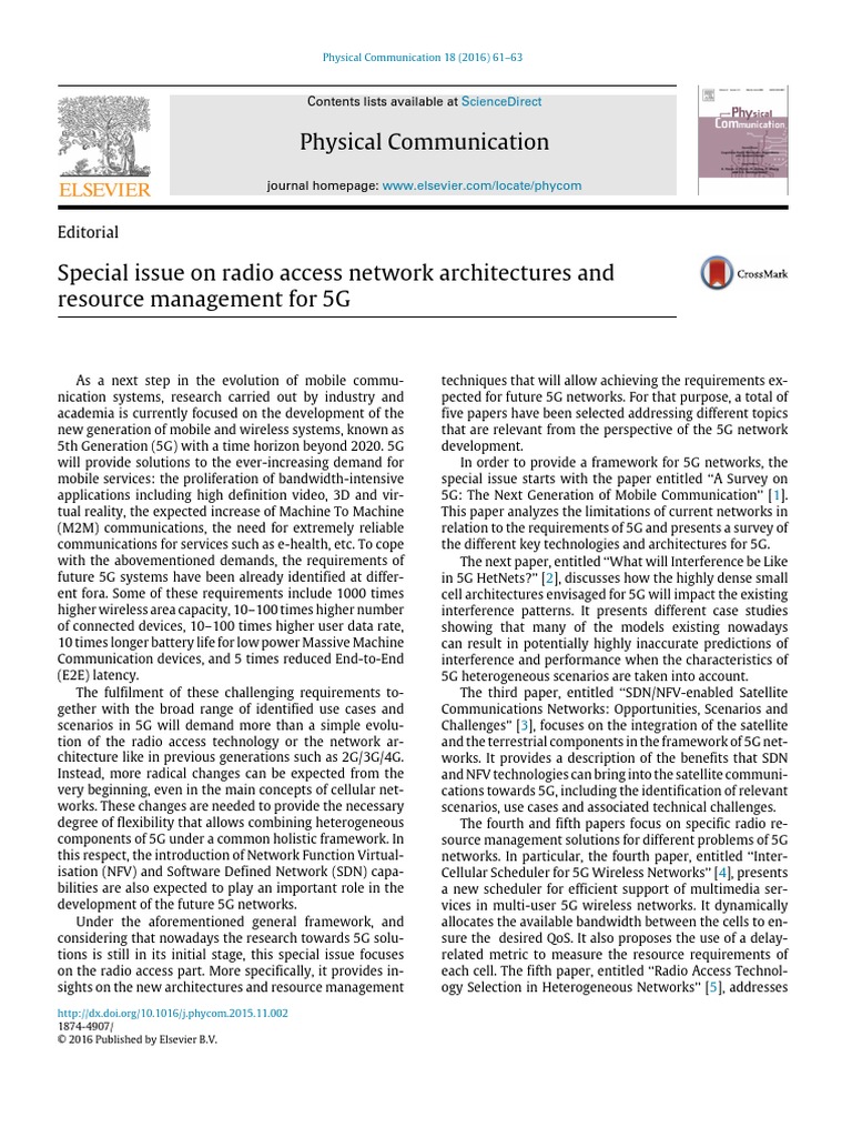 Special Issue On Radio Access Network Architectures and - 2016 ...