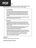 Caution:: tm2138 - 3120, 3320, 3520 and 3720 Compact Utility Tractors Repair Manual - Injection Pump Timing-EPA Engines