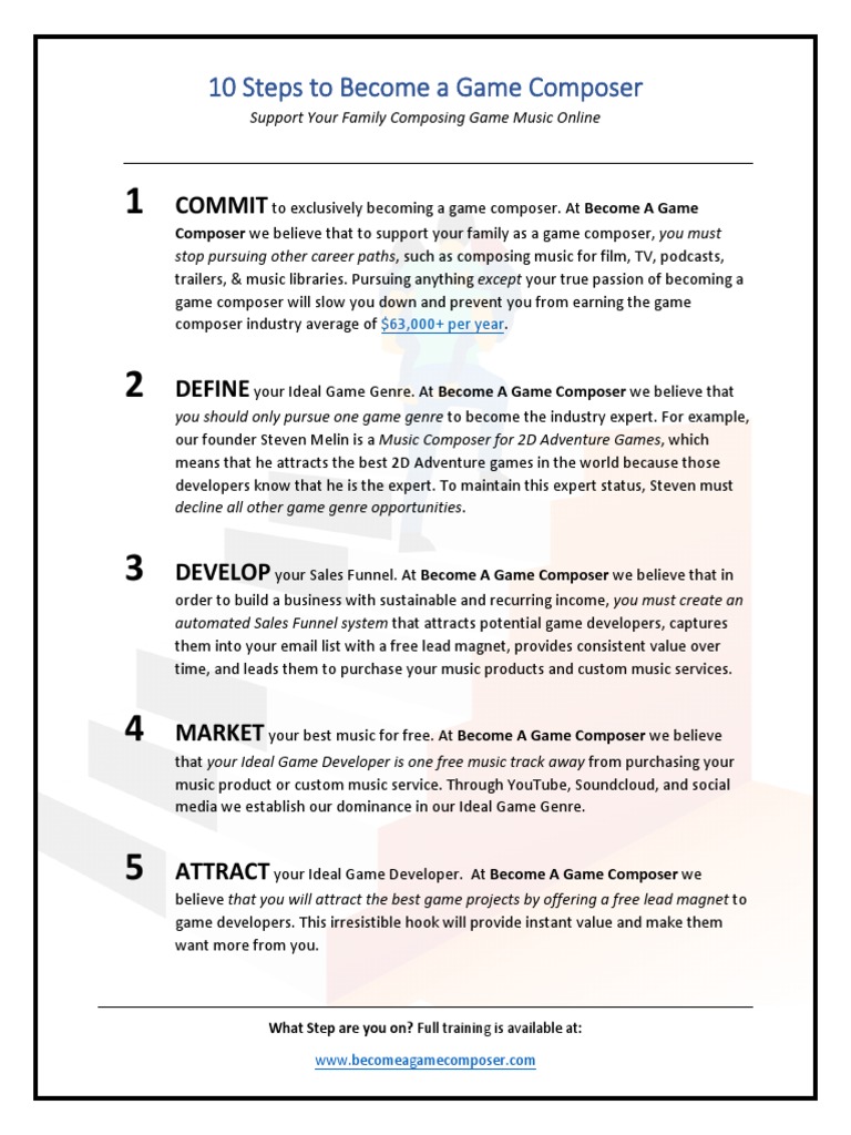 10 Steps to Become a Game Composer | PDF | Sales | Business Economics