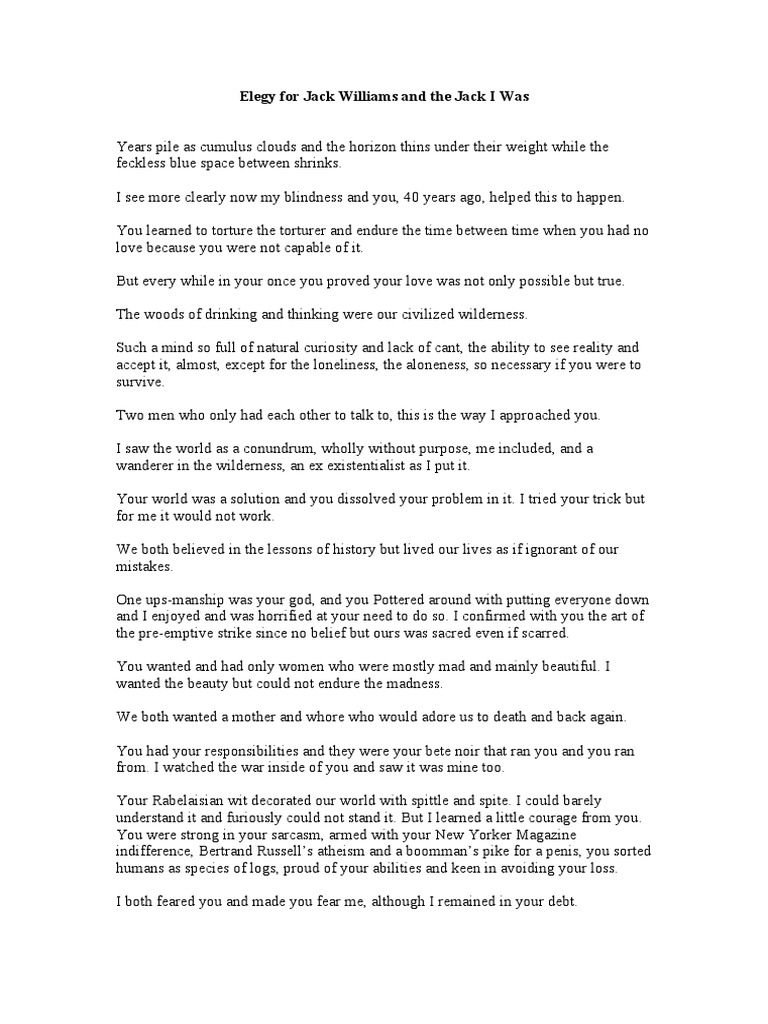 Elegy For Jack Williams PDF