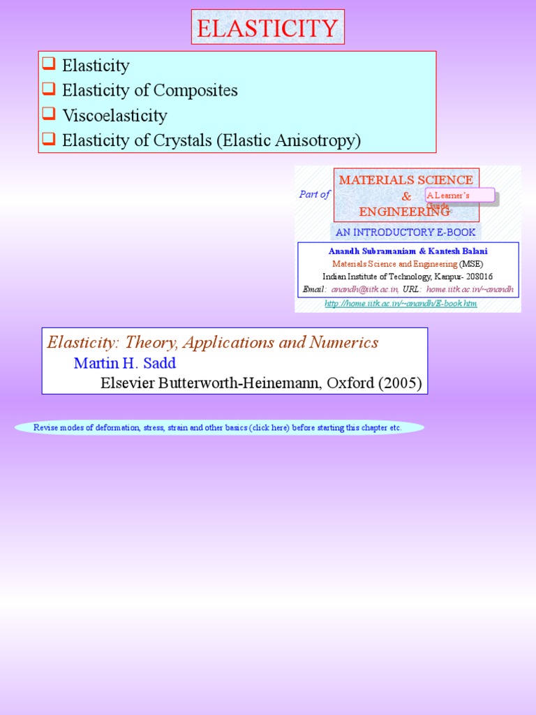 Understanding Elasticity in Materials | PDF | Deformation (Engineering ...