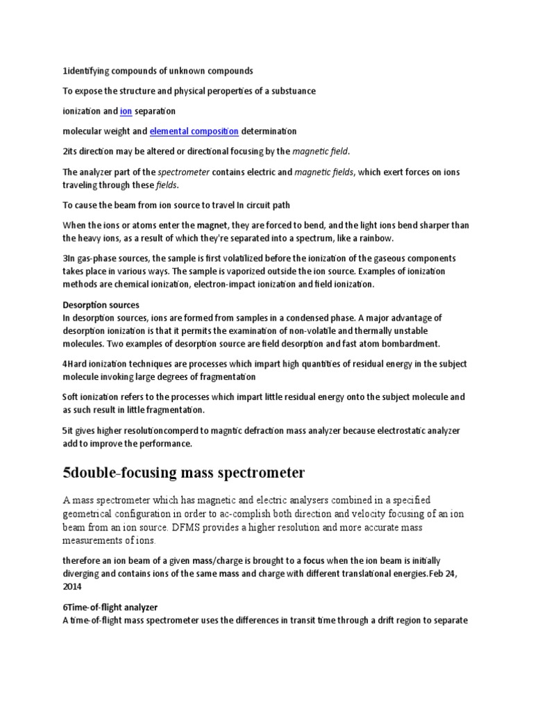 Mass Spectrometry Techniques Overview | PDF | Mass Spectrometry | Time ...