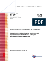 ITU - T - K.75 - 2016 - Classification of Interface For Safety For Telecom Equipment