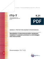 ITU - T - K.21 - 2019 - Resistibility of Telecom Equipment in Customer To Overvoltage and Overcurrent