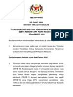 Teks Ucapan Sidang Media YBMK Pengoperasian Institusi Pendidikan Di Bawah KPM Serta Peperiksaan Awam Tahun 2020