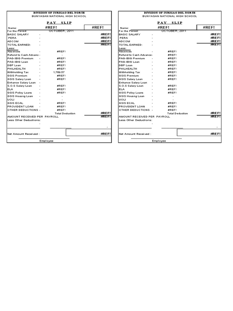 DepEd Payslip Sample - Surigao Norte | PDF | Financial Accounting ...