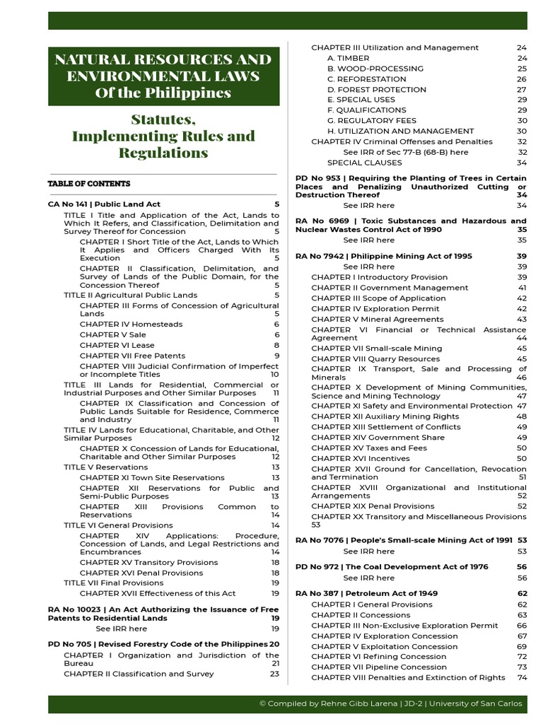 Natural Resources and Environmental Laws PDF Clean Water Act