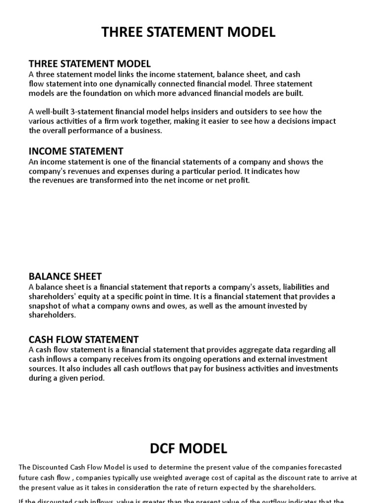 3 Statement & DCF Model | PDF | Free Cash Flow | Discounted Cash Flow