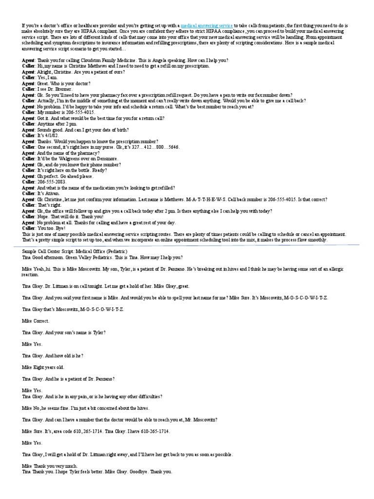 Set up medical answering service with HIPAA compliance | PDF | Medical ...