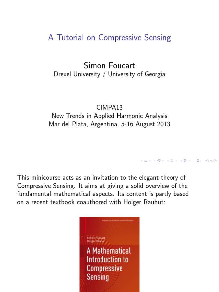 A Tutorial On Compressive Sensing | PDF | Fourier Series | Numerical ...