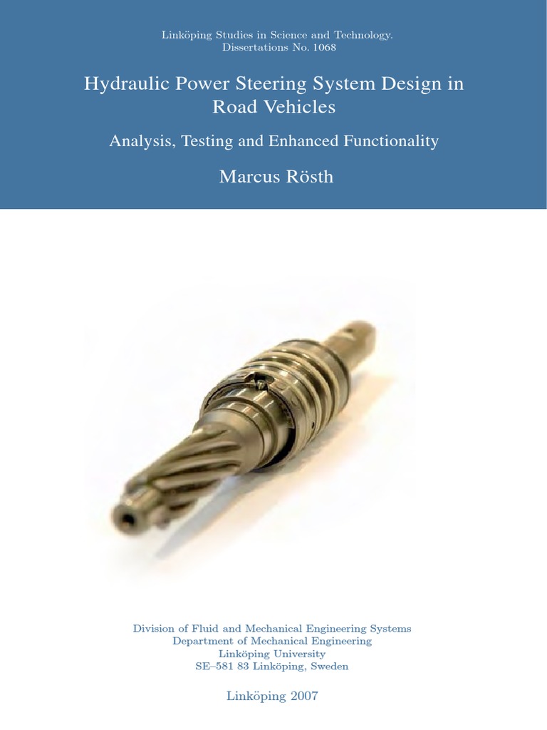 Hydraulic Power Steering System Design PDF | PDF