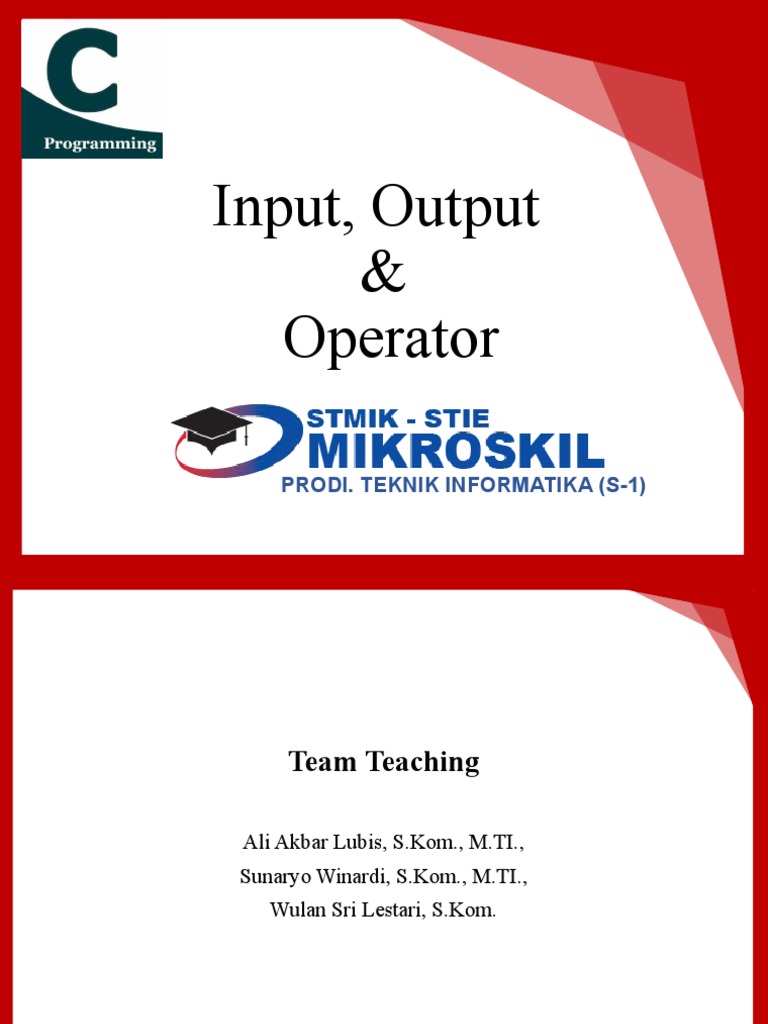 Pertemuan 2 Input Output Operator - 2018 | PDF